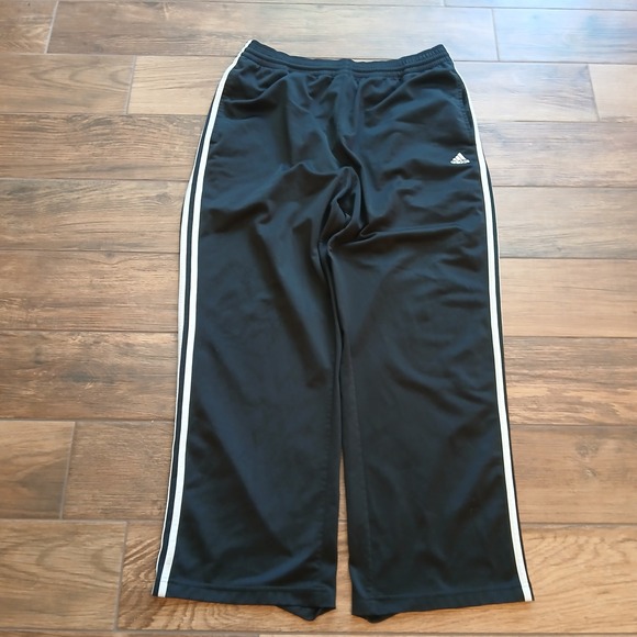 Adidas Track Pants Mens Large Black Athletic Training Baggy Straight Leg Skater - Picture 1 of 12